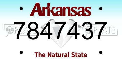 7847437 Arkansas License Plate