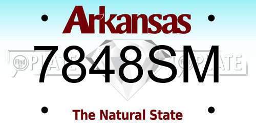 7848SM Arkansas License Plate