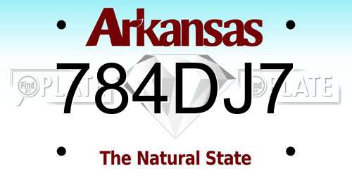 784DJ7 Arkansas License Plate