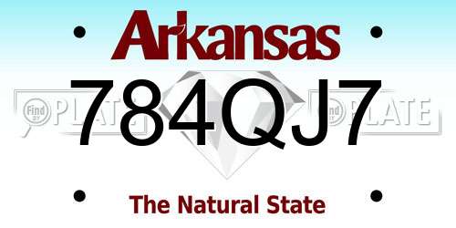 784QJ7 Arkansas License Plate