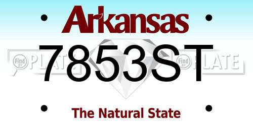 7853ST Arkansas License Plate