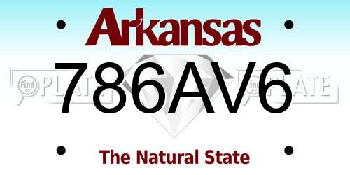 786AV6 Arkansas License Plate