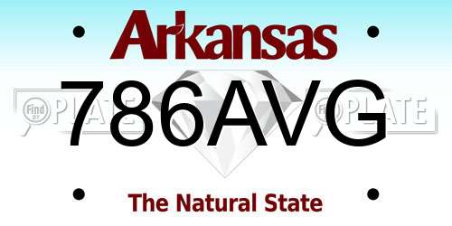 786AVG Arkansas License Plate