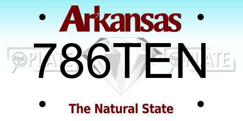 786TEN Arkansas License Plate