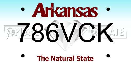 786VCK Arkansas License Plate