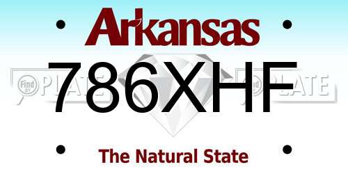 786XHF Arkansas License Plate