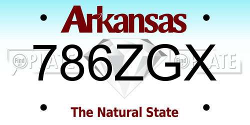 786ZGX Arkansas License Plate