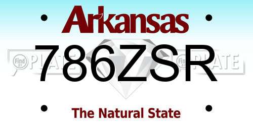 786ZSR Arkansas License Plate
