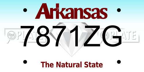 7871ZG Arkansas License Plate