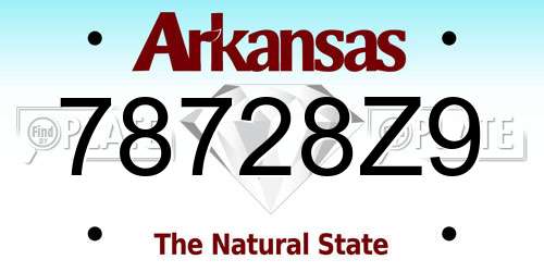 78728Z9 Arkansas License Plate