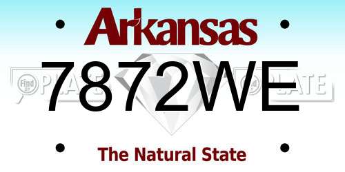 7872WE Arkansas License Plate