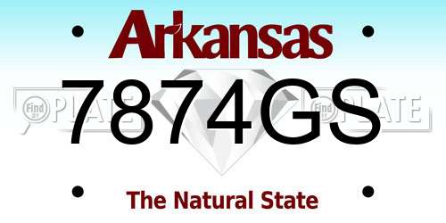 7874GS Arkansas License Plate