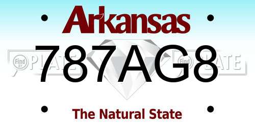 787AG8 Arkansas License Plate