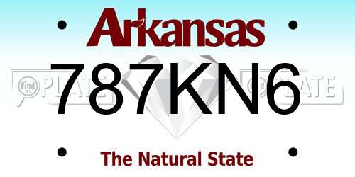 787KN6 Arkansas License Plate