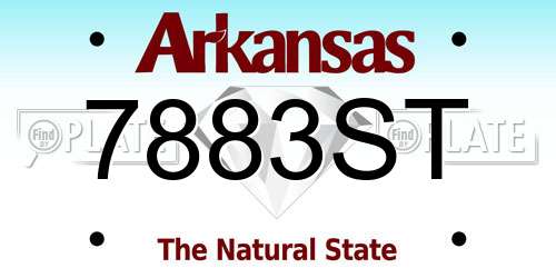 7883ST Arkansas License Plate