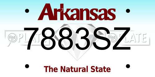 7883SZ Arkansas License Plate