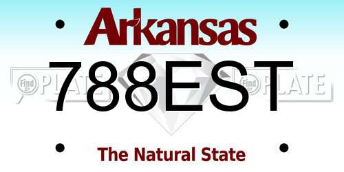 788EST Arkansas License Plate