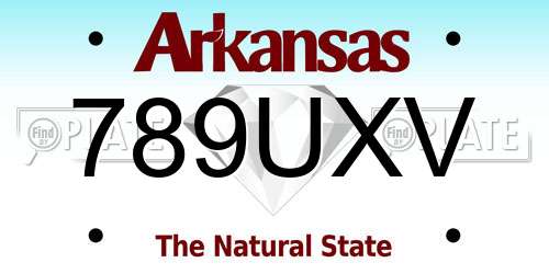 789UXV Arkansas License Plate