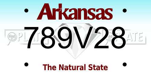 789V28 Arkansas License Plate