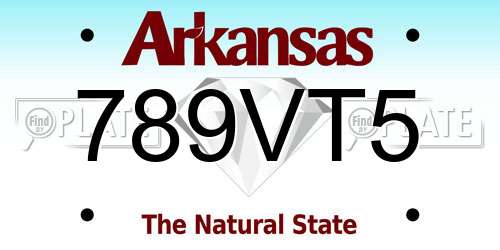 789VT5 Arkansas License Plate