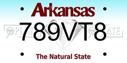 789VT8 Arkansas License Plate