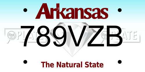 789VZB Arkansas License Plate