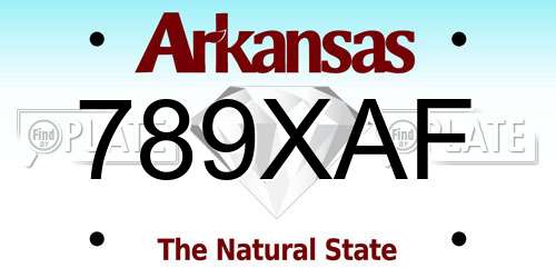 789XAF Arkansas License Plate