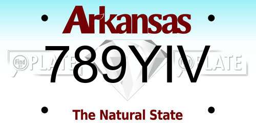 789YIV Arkansas License Plate