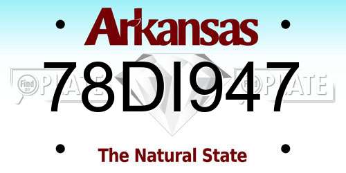 78DI947 Arkansas License Plate