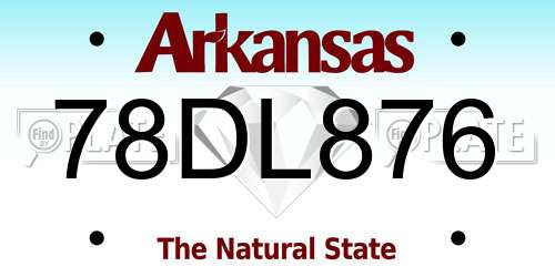 78DL876 Arkansas License Plate