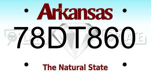 78DT860 Arkansas License Plate