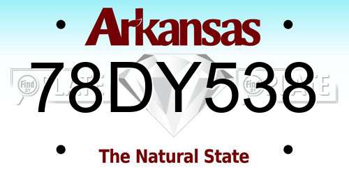 78DY538 Arkansas License Plate