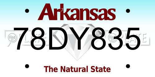 78DY835 Arkansas License Plate