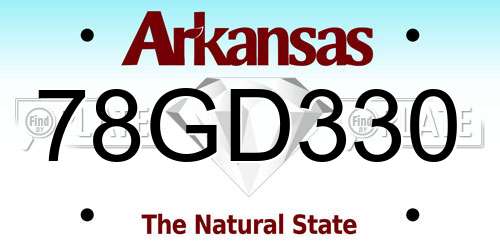 78GD330 Arkansas License Plate