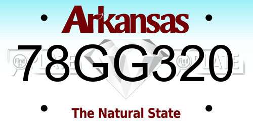 78GG320 Arkansas License Plate