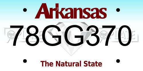 78GG370 Arkansas License Plate