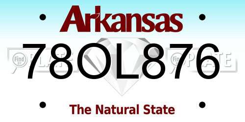 78OL876 Arkansas License Plate