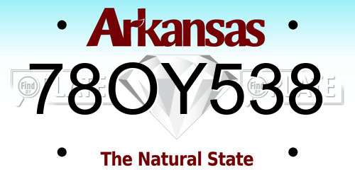 78OY538 Arkansas License Plate