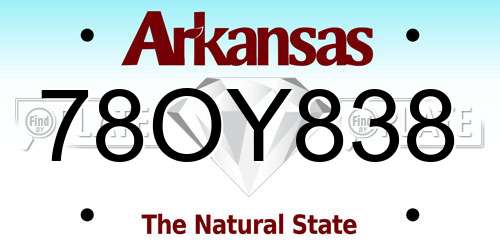 78OY838 Arkansas License Plate