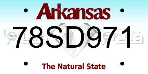 78SD971 Arkansas License Plate
