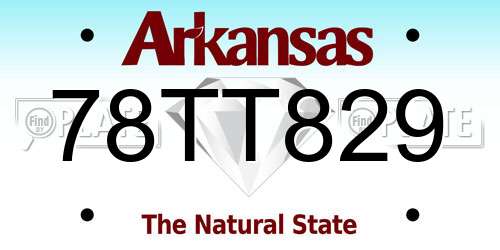 78TT829 Arkansas License Plate