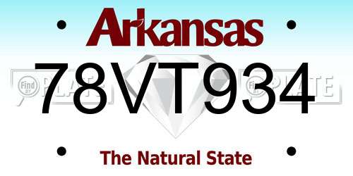 78VT934 Arkansas License Plate