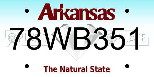 78WB351 Arkansas License Plate