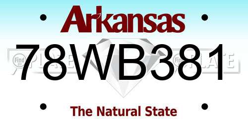 78WB381 Arkansas License Plate