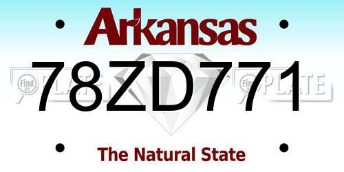 78ZD771 Arkansas License Plate