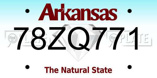 78ZQ771 Arkansas License Plate