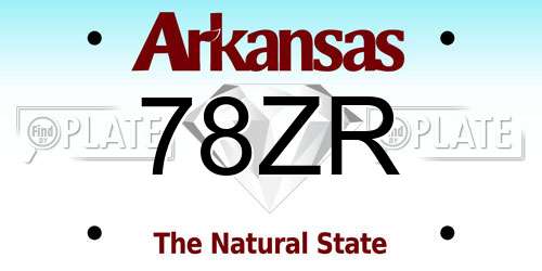 78ZR Arkansas License Plate