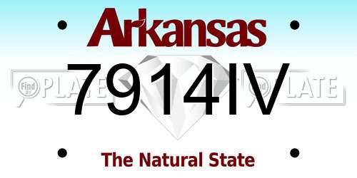 7914IV Arkansas License Plate