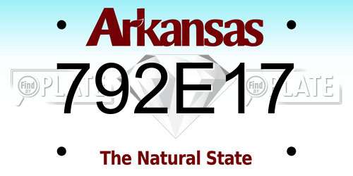 792E17 Arkansas License Plate