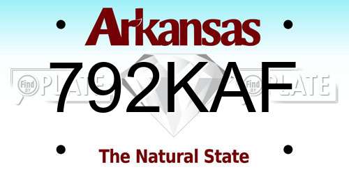 792KAF Arkansas License Plate